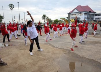 Sekda Kukar, Sunggono ikuti senam jantung sehat (dok.Prokom Kukar/Linimasa.co)