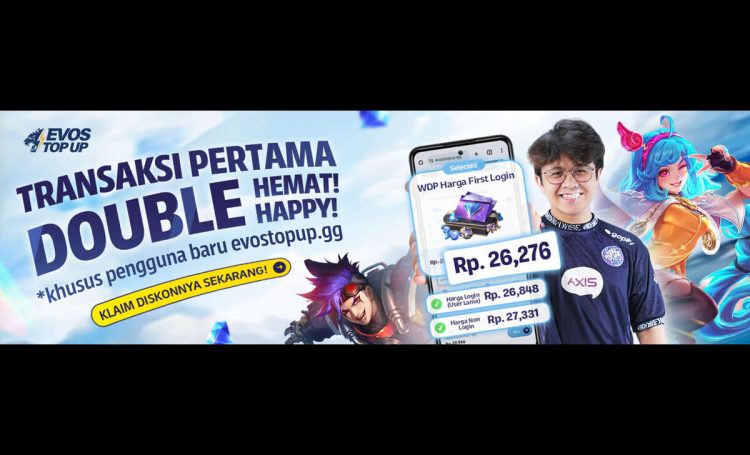EVOS Fams, Buat Kamu yang Pertama Kali Login di EVOS TOP UP: Dapat 3% Cashback