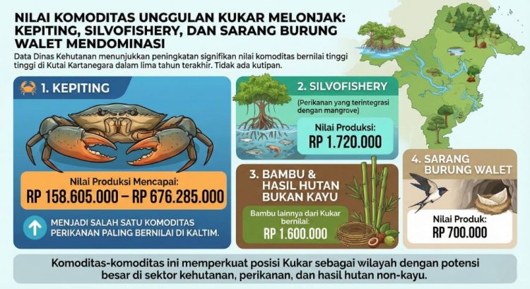 Nilai Komoditas Kukar Melonjak: Kepiting, Silvofishery, dan Sarang Burung Walet Mendominasi
